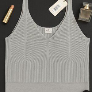 A New Day Ribbed Knit Crop Sweater Tank Gray Size XL NWT